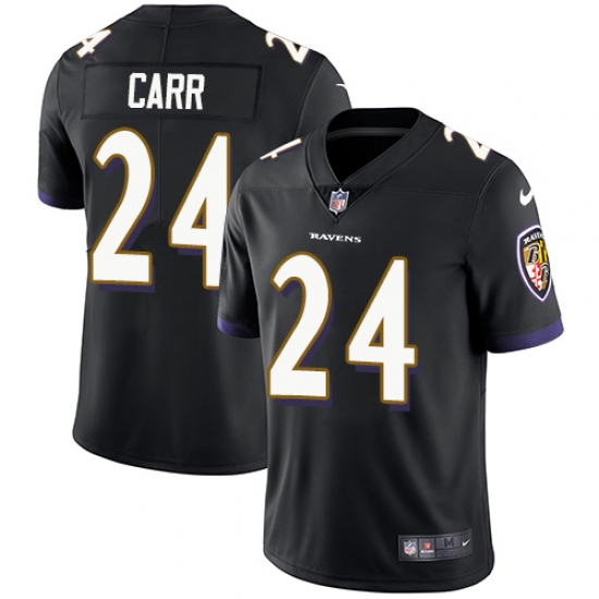 Men's Nike Baltimore Ravens #24 Brandon Carr Black Alternate Vapor Untouchable Limited Player NFL Jersey - Ujersey