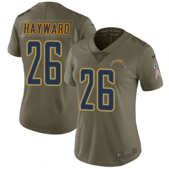 Women's Nike Los Angeles Chargers #26 Casey Hayward Limited Olive 2017 Salute to Service NFL Jersey - Ujersey