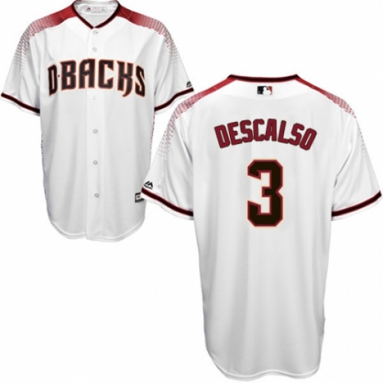 Men's Majestic Arizona Diamondbacks #3 Daniel Descalso Replica White Home Cool Base MLB Jersey - Ujersey