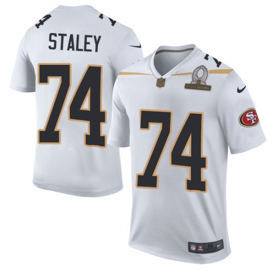 Men's Nike San Francisco 49ers #74 Joe Staley Elite White Team Rice 2016 Pro Bowl NFL Jersey - Ujersey