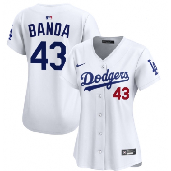 Womens's Los Angeles Dodgers #43 Anthony Banda White Cool Base Stitched Baseball Jersey - Ujersey