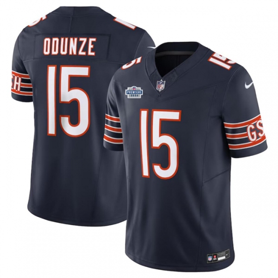 Men's Chicago Bears #15 Rome Odunze Navy 2024 With Draft F.U.S.E. Vapor Stitched Football Jersey - Ujersey