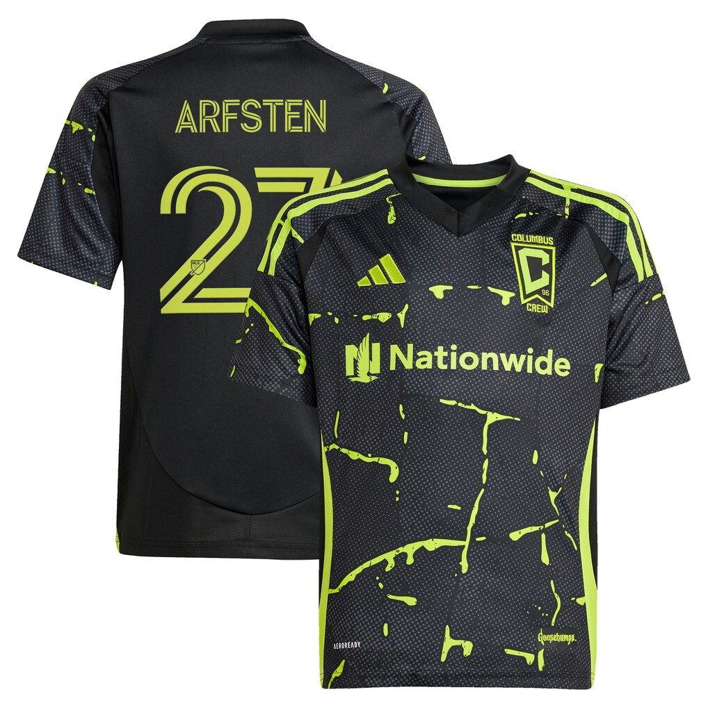 Youth Columbus Crew Maximilian Arfsten adidas Black 2025 The Goosebumps Kit Replica Jersey - Ujersey