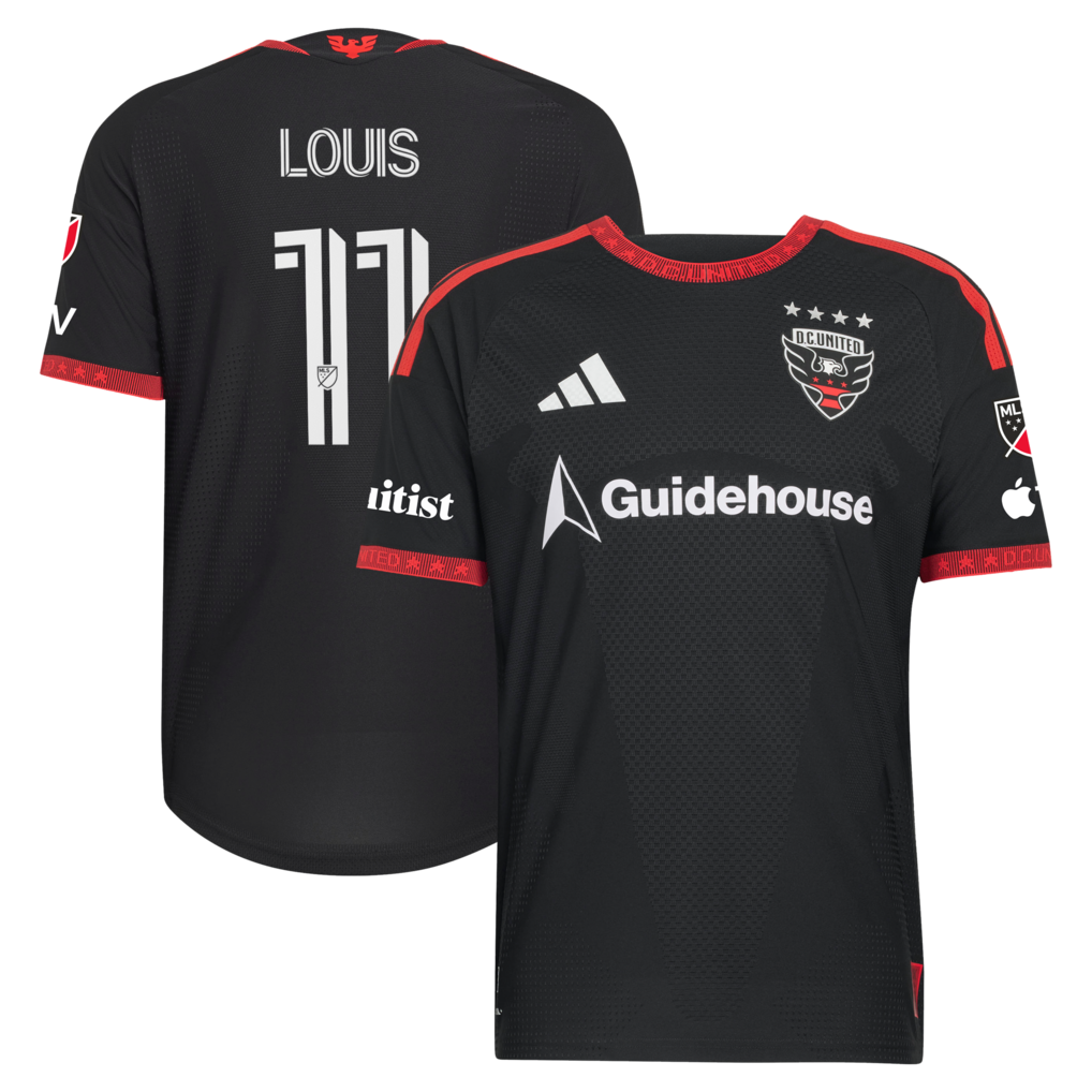 Men's D.C. United Louis Munteanu adidas Black 2026 Black-and-Red Kit On-Field Authentic Patch Jersey - Ujersey