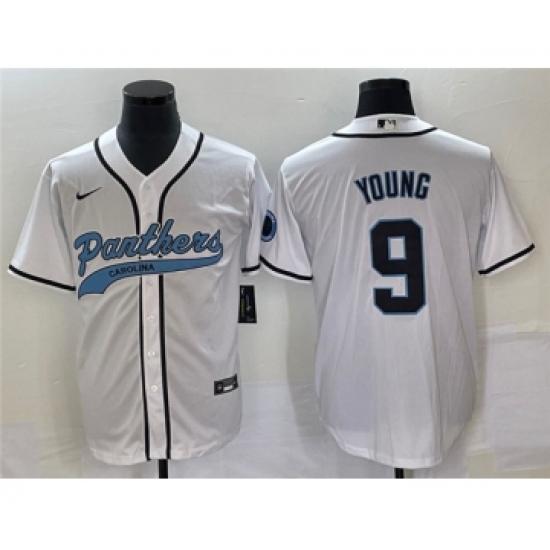 Men's Carolina Panthers #9 Bryce Young White Cool Base Stitched Baseball Jersey - Ujersey