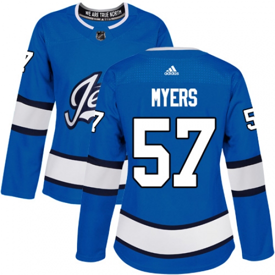 Women's Adidas Winnipeg Jets #57 Tyler Myers Authentic Blue Alternate NHL Jersey - Ujersey