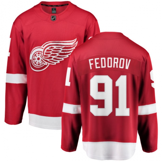 Youth Detroit Red Wings #91 Sergei Fedorov Fanatics Branded Red Home Breakaway NHL Jersey - Ujersey
