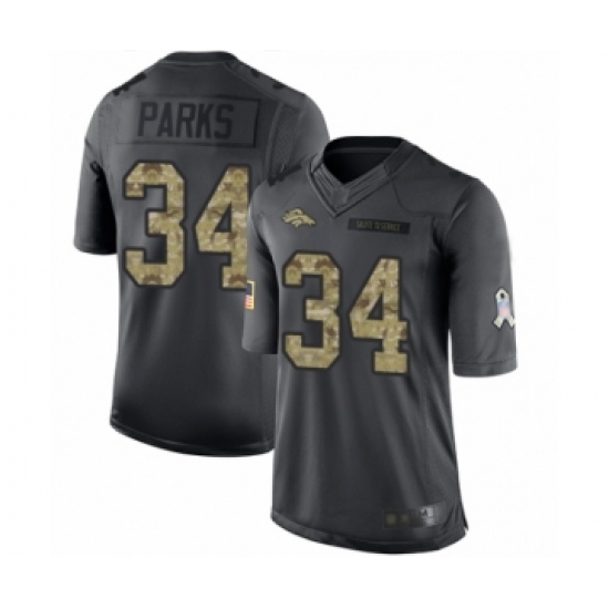 Men's Denver Broncos #34 Will Parks Limited Black 2016 Salute to Service Football Jersey - Ujersey