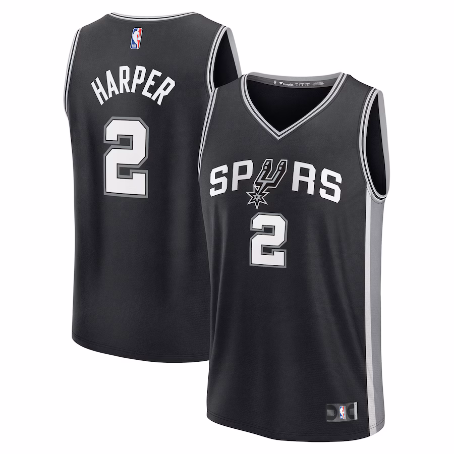 Youth San Antonio Spurs Dylan Harper Fanatics Black 2025 NBA Draft First Round Pick Fast Break Replica Jersey - Icon Edition - Ujersey