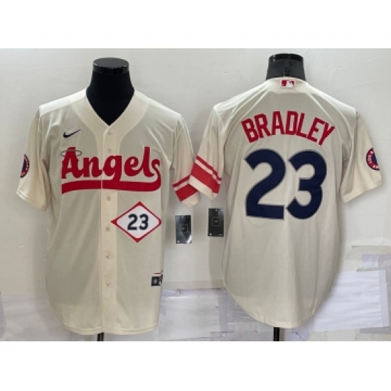 Men's Los Angeles Angels #23 Archie Bradley Number Cream 2022 City Connect Cool Base Stitched Jersey - Ujersey