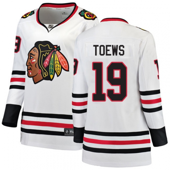 Women's Chicago Blackhawks #19 Jonathan Toews Authentic White Away Fanatics Branded Breakaway NHL Jersey - Ujersey