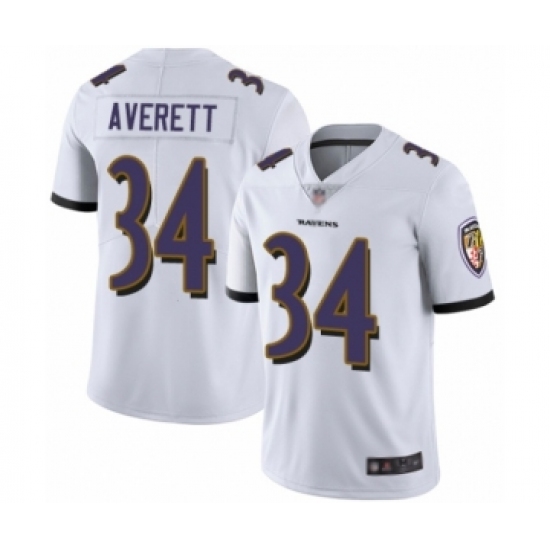 Men's Baltimore Ravens #34 Anthony Averett White Vapor Untouchable Limited Player Football Jersey - Ujersey
