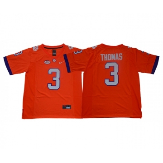 Clemson Tigers 3 Xavier Thomas Orange College Football Jersey - Ujersey