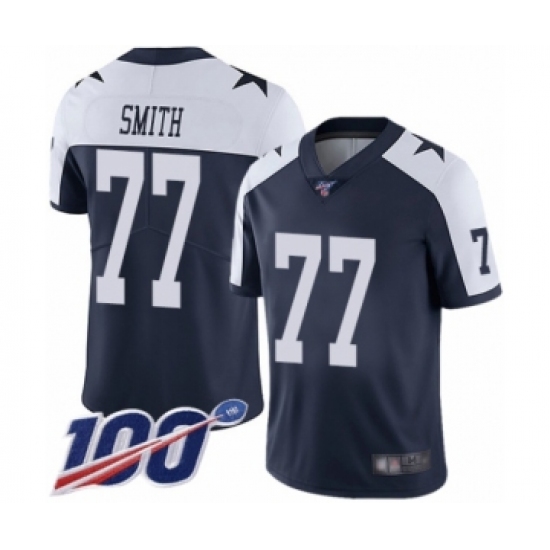 Men's Dallas Cowboys #77 Tyron Smith Navy Blue Throwback Alternate Vapor Untouchable Limited Player 100th Season Football Jersey - Ujersey