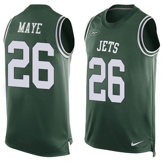 Men's Nike New York Jets #26 Marcus Maye Limited Green Player Name & Number Tank Top NFL Jersey - Ujersey