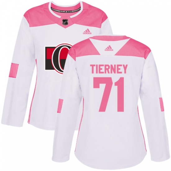 Women's Adidas Ottawa Senators #71 Chris Tierney Authentic White Pink Fashion NHL Jersey - Ujersey