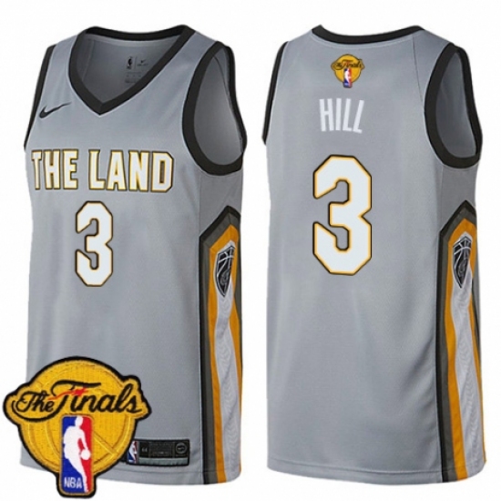 Men's Nike Cleveland Cavaliers #3 George Hill Swingman Gray 2018 NBA Finals Bound NBA Jersey - City Edition - Ujersey