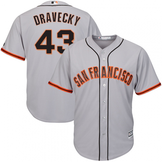 Men's Majestic San Francisco Giants #43 Dave Dravecky Replica Grey Road Cool Base MLB Jersey - Ujersey