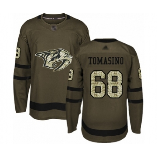 Men's Nashville Predators #68 Philip Tomasino Authentic Green Salute to Service Hockey Jersey - Ujersey