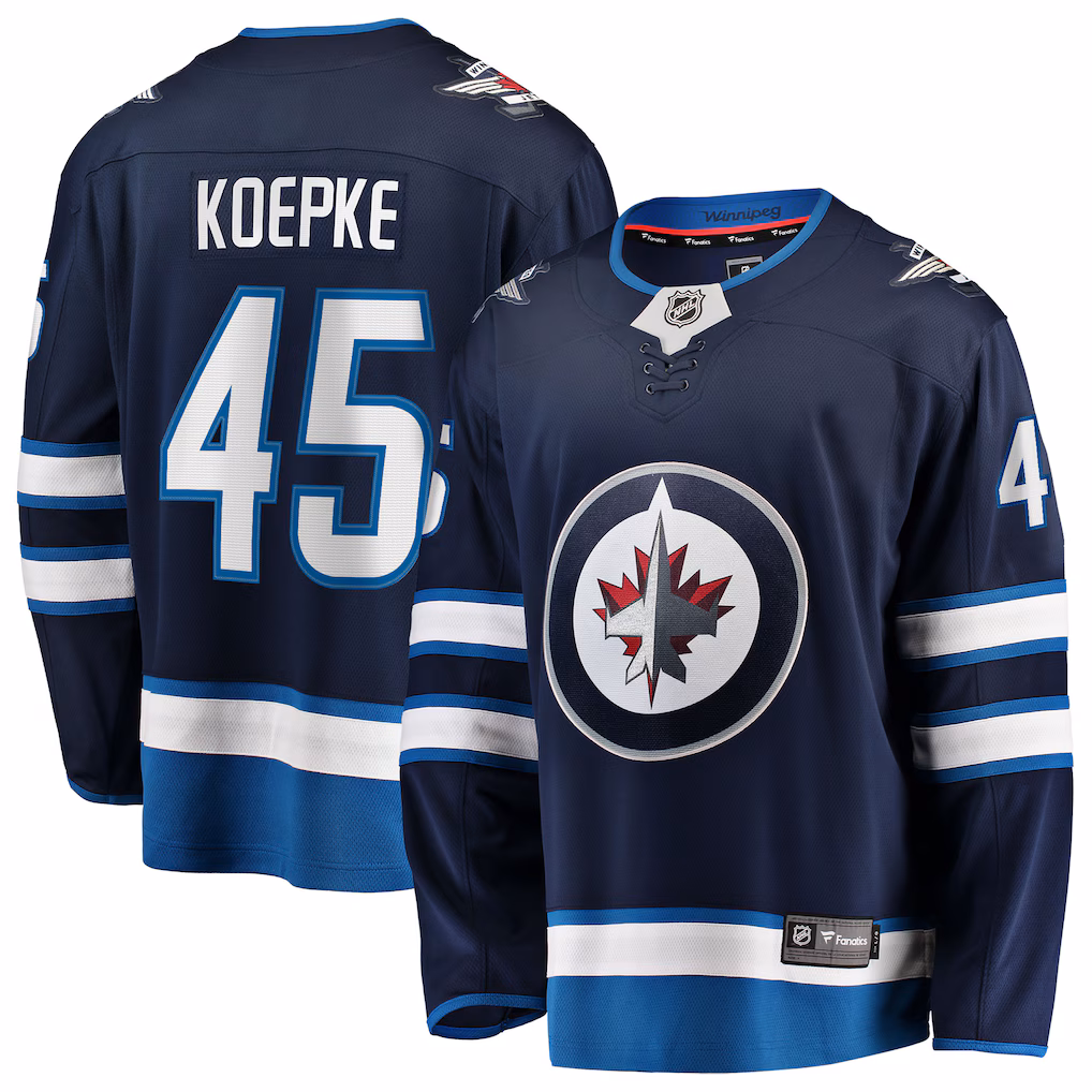 Men's Winnipeg Jets Cole Koepke Fanatics Navy Home Breakaway Jersey - Ujersey NHL