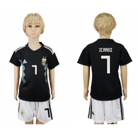 Argentina #7 Icardi Away Kid Soccer Country Jersey