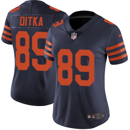 Women's Nike Chicago Bears #89 Mike Ditka Navy Blue Alternate Vapor Untouchable Limited Player NFL Jersey - Ujersey