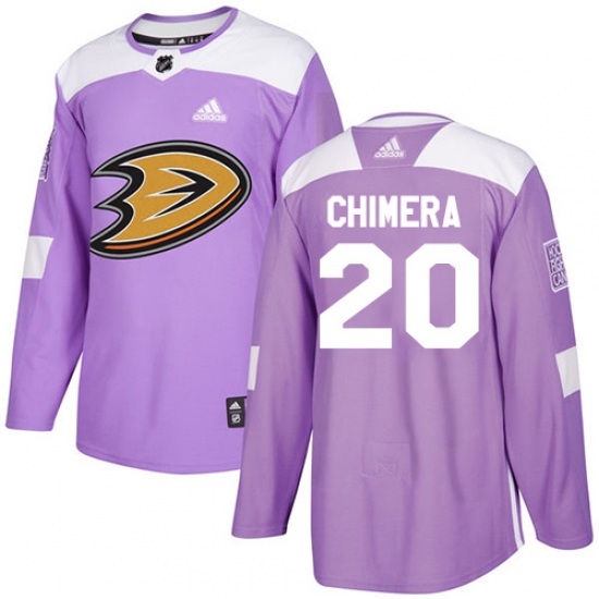 Men's Adidas Anaheim Ducks #20 Jason Chimera Authentic Purple Fights Cancer Practice NHL Jersey - Ujersey