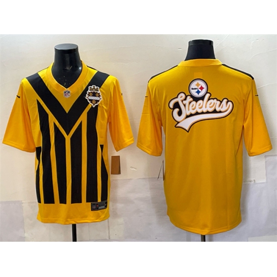Men's Pittsburgh Steelers Team Big Logo Gold 1933 Throwback Alternate Football Stitched Jersey - Ujersey