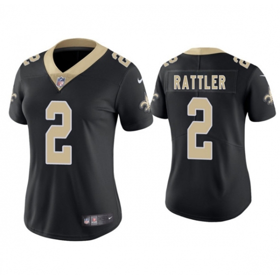 Women's New Orleans Saints #2 Spencer Rattler Black 2025 Vapor Limited Football Stitched Jersey(Run Small) - Ujersey