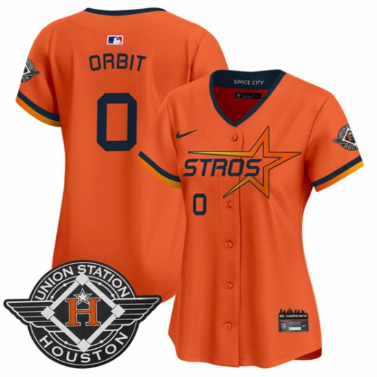 Women's Houston Astros #0 Orbit Orange 2025 City Connect Limited Stitched Baseball Jersey(Run Small) - Ujersey