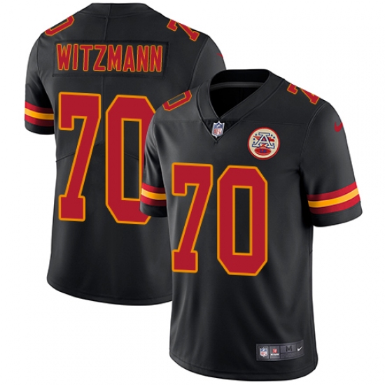 Men's Nike Kansas City Chiefs #70 Bryan Witzmann Limited Black Rush Vapor Untouchable NFL Jersey - Ujersey