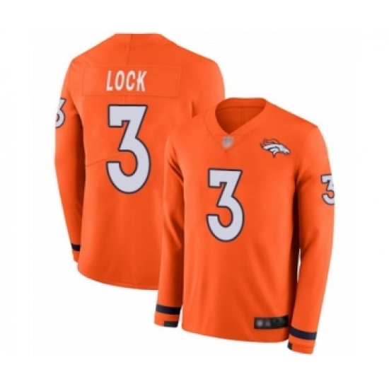 Men's Denver Broncos #3 Drew Lock Limited Orange Therma Long Sleeve Football Jersey - Ujersey