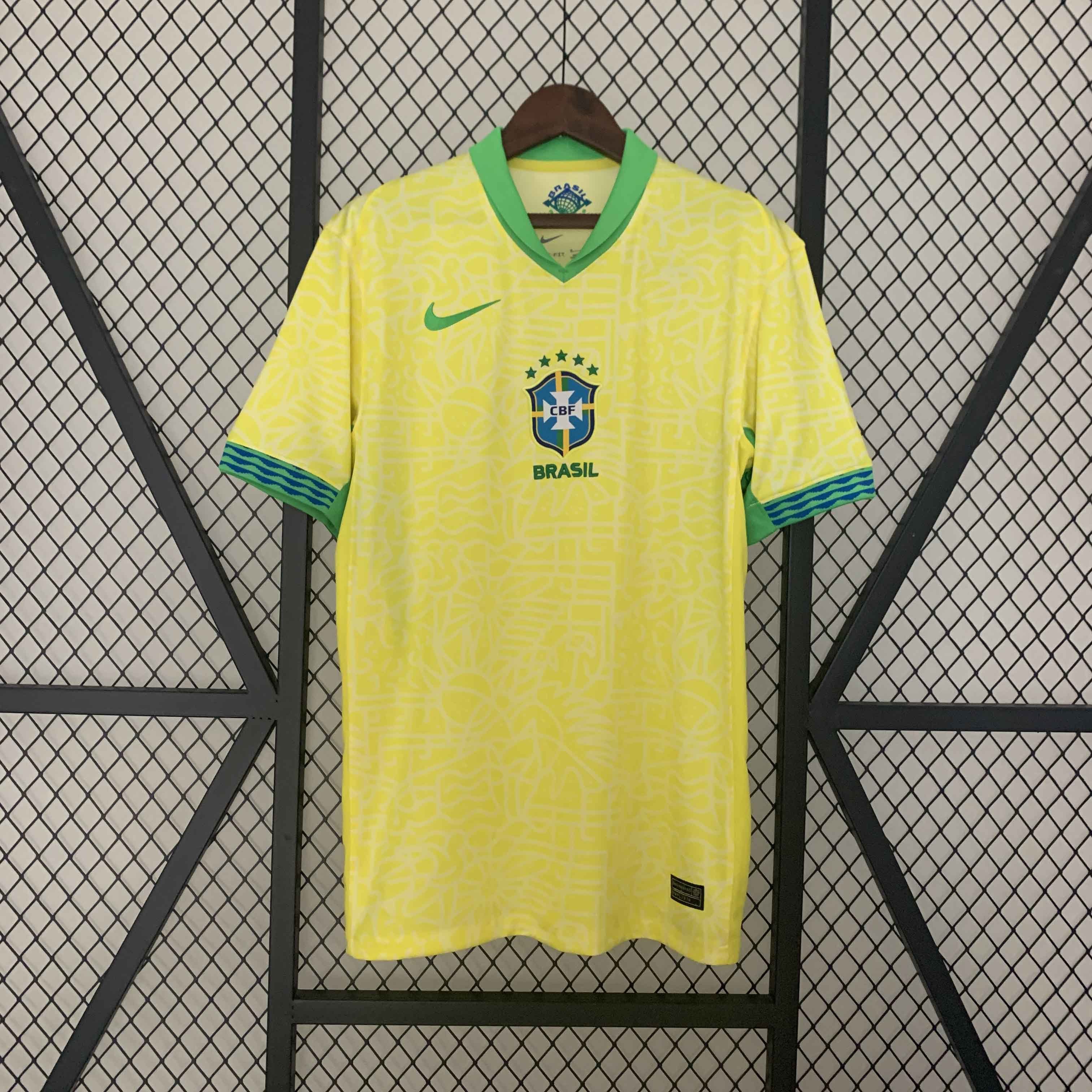 Brazil Soccer Jersey Home Custom Shirt Copa America 2024 - U-jersey