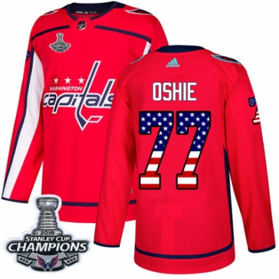 Youth Adidas Washington Capitals #77 T.J. Oshie Authentic Red USA Flag Fashion 2018 Stanley Cup Final Champions NHL Jersey - Ujersey