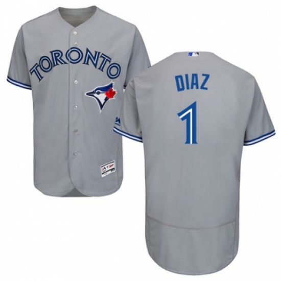 Men's Majestic Toronto Blue Jays #1 Aledmys Diaz Grey Road Flex Base Authentic Collection MLB Jersey