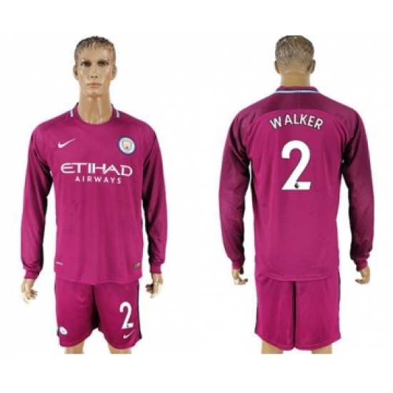 Manchester City #2 Walker Away Long Sleeves Soccer Club Jersey