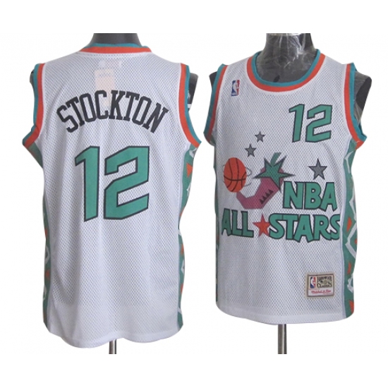 Men's Mitchell and Ness Utah Jazz #12 John Stockton Swingman White 1996 All Star Throwback NBA Jersey - Ujersey