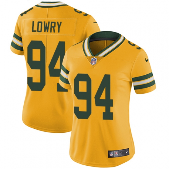 Women's Nike Green Bay Packers #94 Dean Lowry Limited Gold Rush Vapor Untouchable NFL Jersey - Ujersey