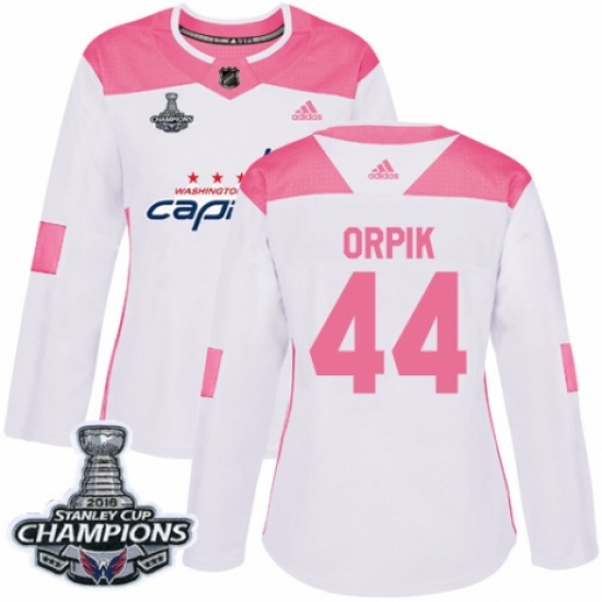 Women's Adidas Washington Capitals #44 Brooks Orpik Authentic White Pink Fashion 2018 Stanley Cup Final Champions NHL Jersey - Ujersey
