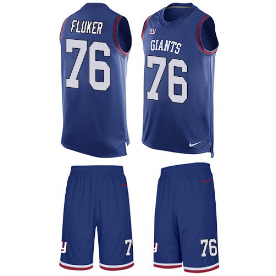 Men's Nike New York Giants #76 D.J. Fluker Limited Royal Blue Tank Top Suit NFL Jersey - Ujersey