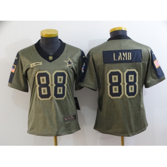 Women's Dallas Cowboys #88 CeeDee Lamb Nike Olive 2021 Salute To Service Limited Player Jersey - Ujersey