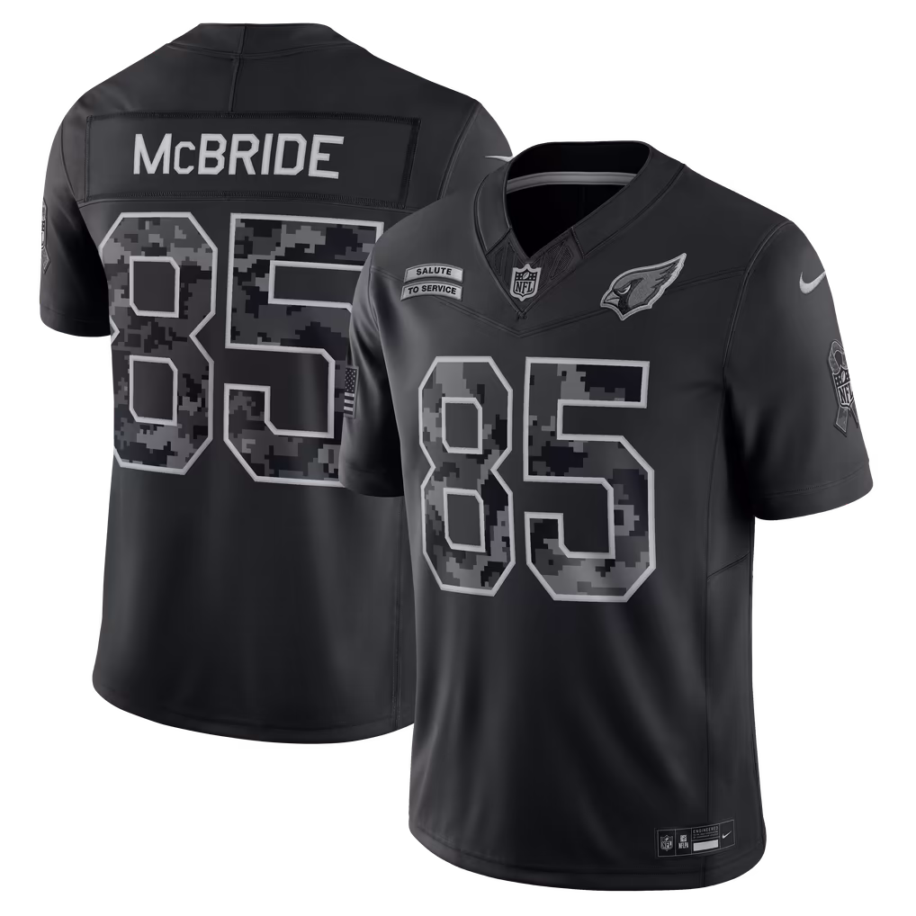 Men's Arizona Cardinals Trey McBride Nike Black 2026 Salute to Service Stitched Limited Jersey