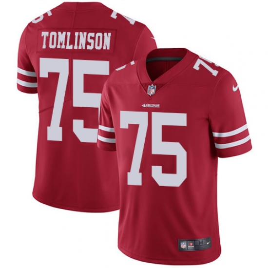 Youth Nike San Francisco 49ers #75 Laken Tomlinson Red Team Color Vapor Untouchable Elite Player NFL Jersey - Ujersey