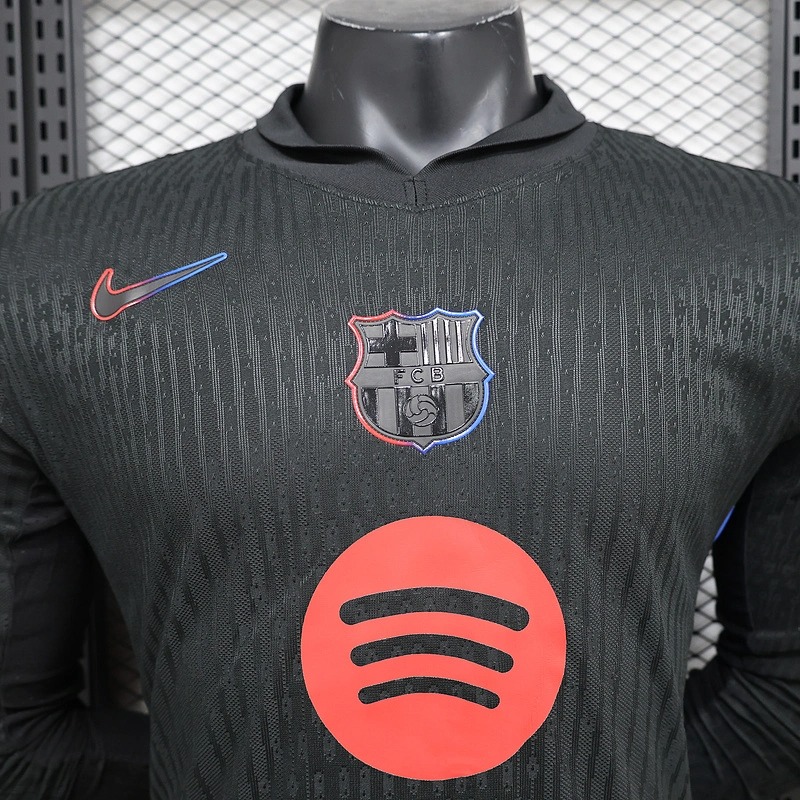 Barcelona Away Soccer Jersey Long Sleeve2024/25 - Spotify Logo Without Text - U-jersey