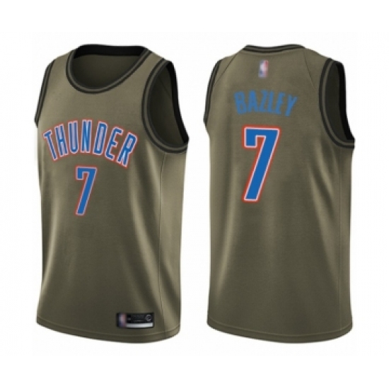 Men's Oklahoma City Thunder #7 Darius Bazley Swingman Green Salute to Service Basketball Jersey - Ujersey