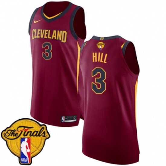 Men's Nike Cleveland Cavaliers #3 George Hill Authentic Maroon 2018 NBA Finals Bound NBA Jersey - Icon Edition - Ujersey