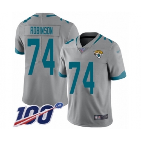 Youth Jacksonville Jaguars #74 Cam Robinson Silver Inverted Legend Limited 100th Season Football Jersey