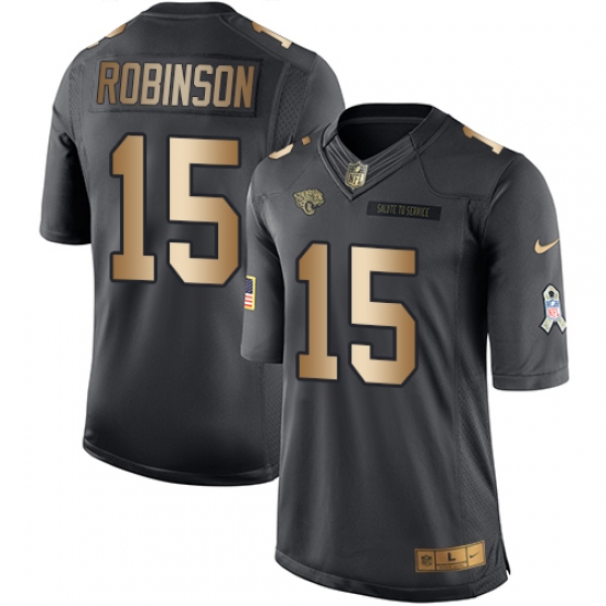 Men's Nike Jacksonville Jaguars #15 Allen Robinson Limited Black/Gold Salute to Service NFL Jersey - Ujersey