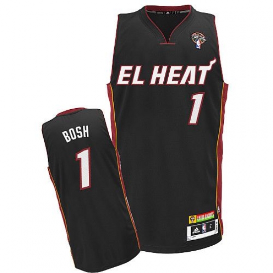 Men's Adidas Miami Heat #1 Chris Bosh Authentic Black Latin Nights NBA Jersey - Ujersey