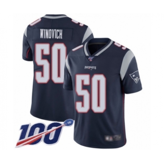 Men's New England Patriots #50 Chase Winovich Navy Blue Team Color Vapor Untouchable Limited Player 100th Season Football Jersey - Ujersey
